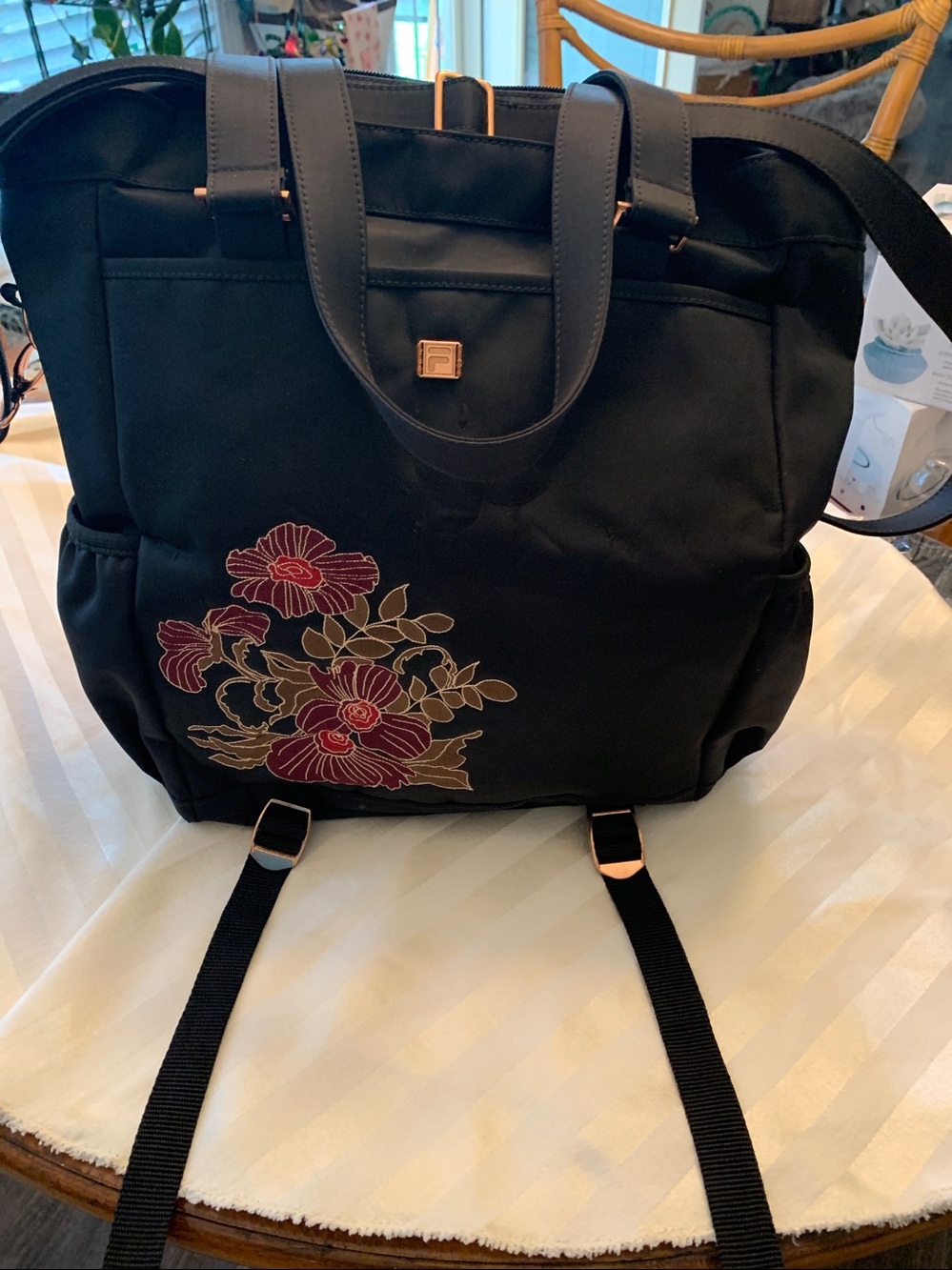 FILA Floral Embroidered Tote